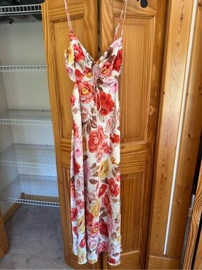 Floral Maxi Slip Dress in Red, Pink & Yellow